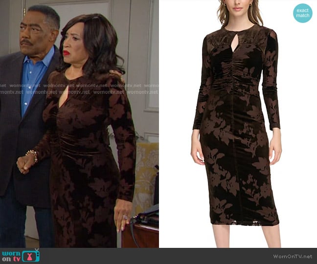 Calvin Klein Velvet Keyhole Sheath Dress worn by Paulina Price (Jackée Harry) on Days of our Lives