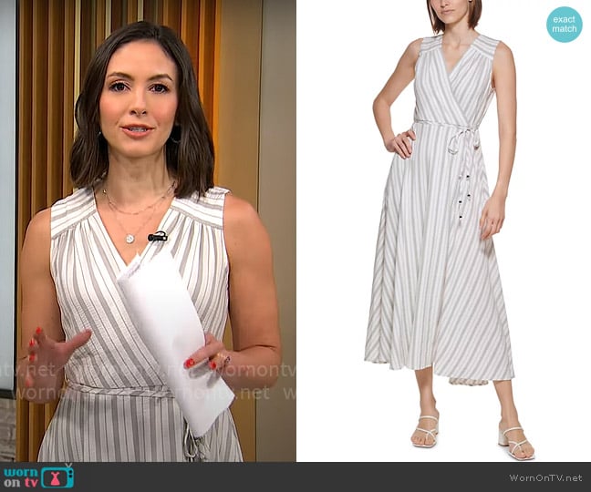 Calvin Klein Striped Maxi Dress worn by Ali Bauman on CBS Mornings