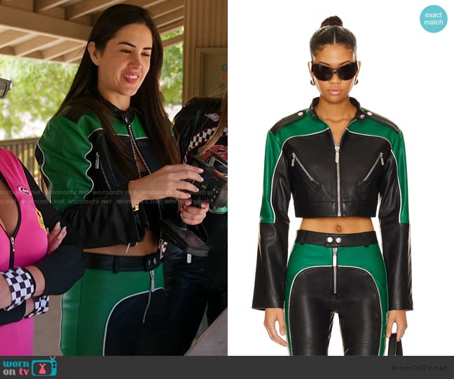 Camila Coelho Cropped Moto Biker Leather Jacket worn by Michelle Saniei on The Valley