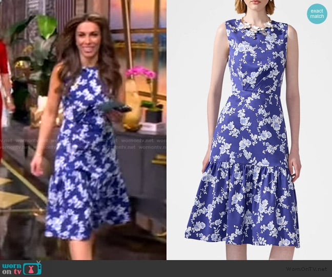 Alyssa’s blue floral sleeveless dress on The View