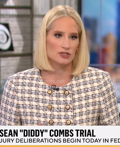 Caroline Polisi's tweed double-breasted jacket on CBS Mornings