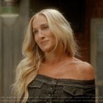 Carrie’s black denim off shoulder vest on And Just Like That