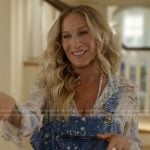 Carrie’s map print blouse on And Just Like That