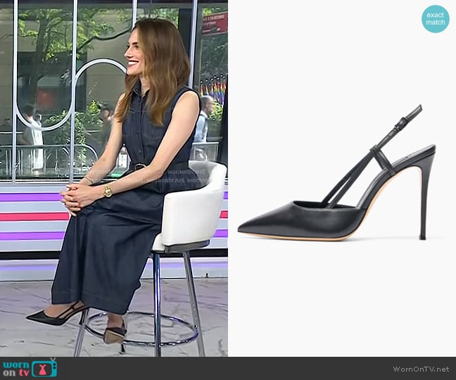 Casadei Julia Leather Slingbacks worn by Allison Williams on Today