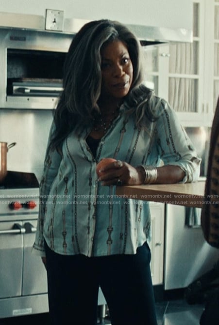 Catherine's chain print blouse on The Better Sister