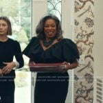 Catherine’s black textured ruffle dress on The Better Sister