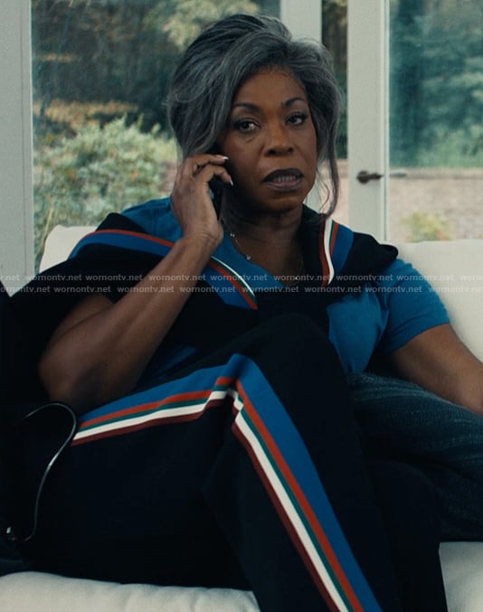 Catherine's colorblock track jacket and pants on The Better Sister