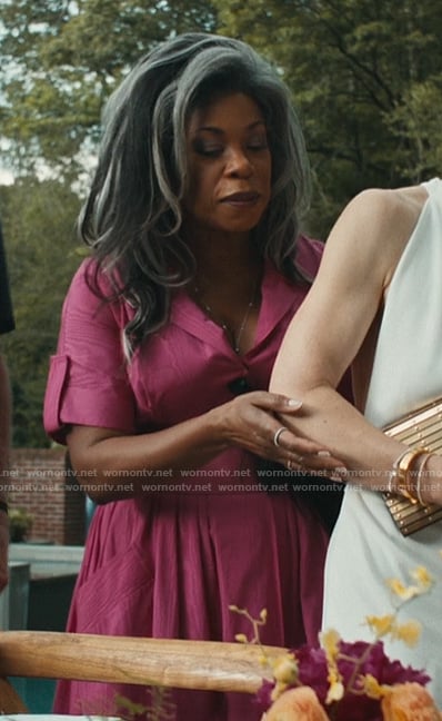 Catherine's pink shirtdress on The Better Sister