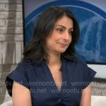 Dr Celine Gounder’s navy shirtdress on CBS Mornings