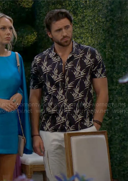 Chance’s leaf print shirt on The Young and the Restless