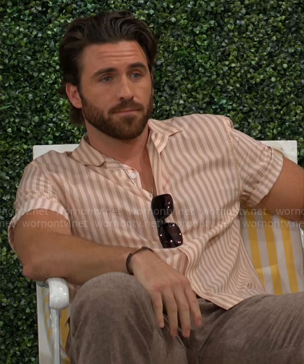 Chance's peach striped shirt on The Young and the Restless