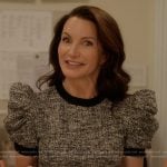 Charlotte’s black tweed puff sleeve dress on And Just Like That