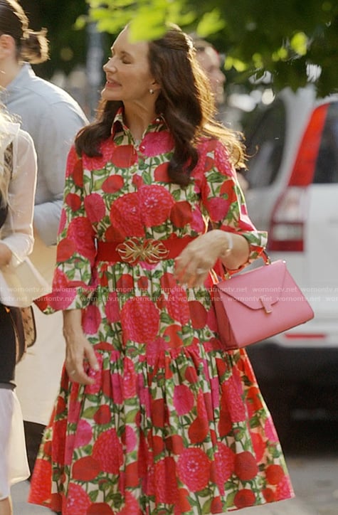Charlotte’s floral print shirtdress on And Just Like That