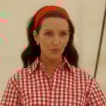 Charlotte’s red gingham check shirt on And Just Like That