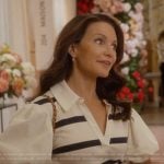 Charlotte’s white striped puff sleeve top on And Just Like That