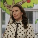 Charlottes white polka dot print blouse on And Just Like That