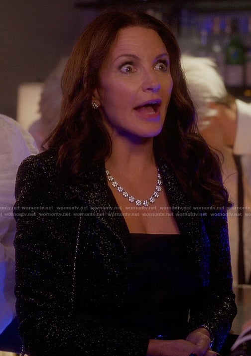 Charlotte's black metallic blazer on And Just Like That