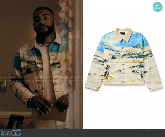 Cherry Los Angeles Mojave Cowboy Corduroy Trimmed Cotton Canvas Jacket worn by Knucks (Cortez Smith) on The Chi