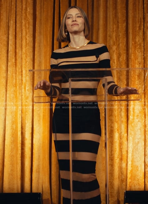 Chloe's striped sheer dress on The Better Sister