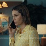 Chloe’s yellow butterfly print shirt on The Better Sister