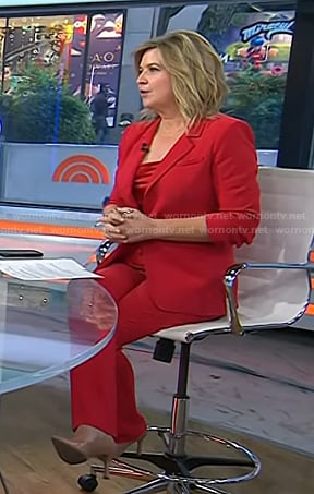 Christine's red cami and suit on Today