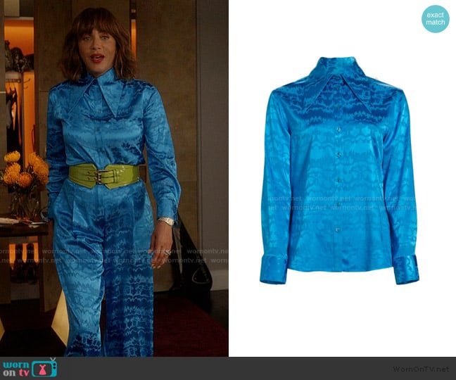 Christopher John Rogers  Satin Jacquard Shirt In Splash worn by Lisa Todd Wexley (Nicole Ari Parker) on And Just Like That