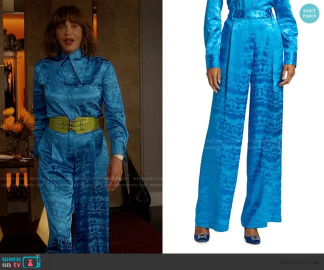 Christopher John Rogers High Rise Pleated Wide Leg Pants worn by Lisa Todd Wexley (Nicole Ari Parker) on And Just Like That