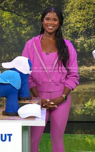 Ciara Lucas’s pink zip-up hoodie and leggings on Good Morning America