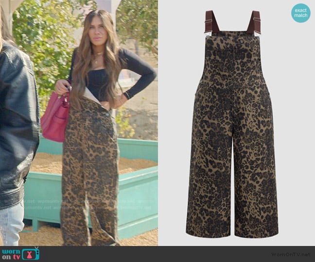 Cider Denim Leopard Jumpsuit worn by Jessi Ngatikaura on The Secret Lives of Mormon Wives