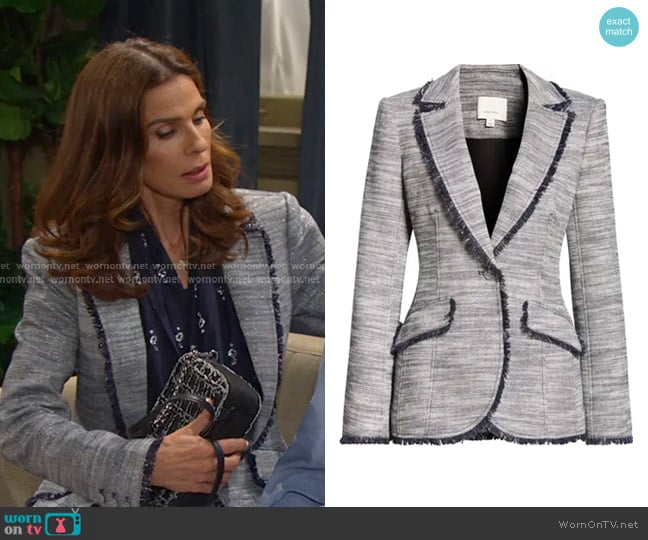 Cinq a Sept Sallie Metallic Fringe Blazer worn by Hope Williams (Kristian Alfonso) on Days of our Lives