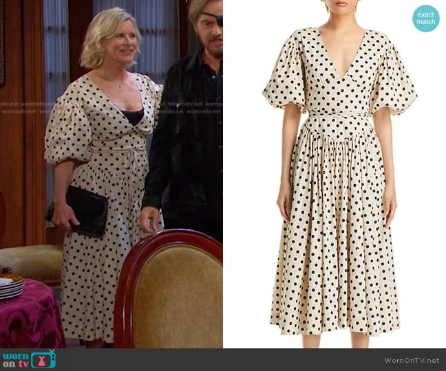 Cinq a Sept Stassie Polka Dot Dress worn by Kayla Brady (Mary Beth Evans) on Days of our Lives