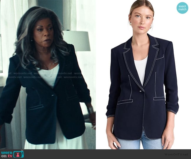 Catherine’s contrast stitch blazer on The Better Sister