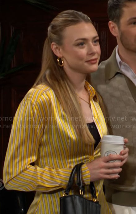 Claire's yellow striped shirt on The Young and the Restless