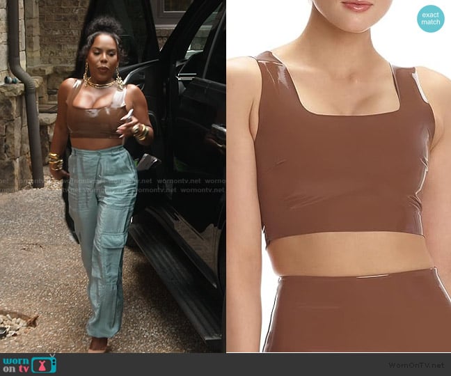Commando Faux Patent Leather Crop Top worn by Kelli Ferrell on The Real Housewives of Atlanta
