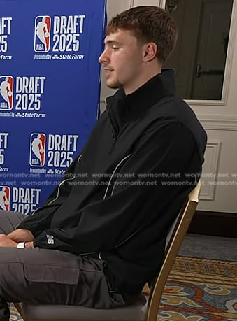 Cooper Flagg’s black logo jacket on Today