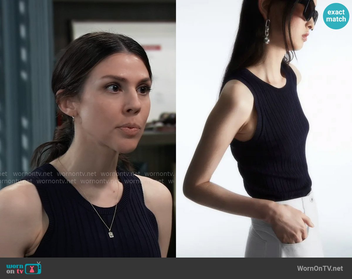 COS Ribbed Knit Silk Tank worn by Kristina Corinthos-Davis (Kate Mansi) on General Hospital