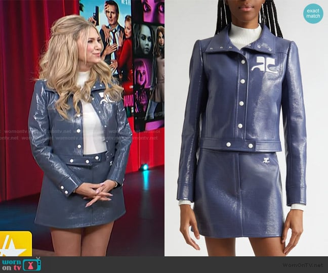 Courreges Re-Edition Vinyl Jacket worn by Nikki Novak on Access Hollywood