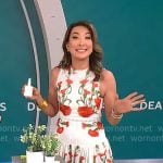 Courtney Cason’s white and red floral dress on CBS Mornings