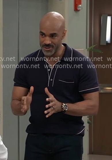 Curtis's navy polo shirt on General Hospital