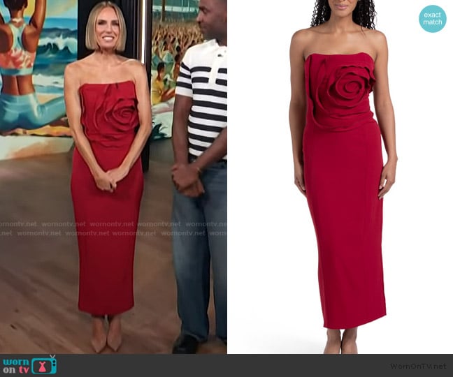 Keltie’s red floral ruffle dress on E! News