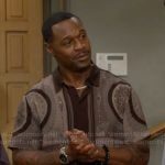 Damian’s brown and black printed shirt on The Young and the Restless