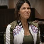 Dana Jacobson’s printed bomber jacket on CBS Mornings