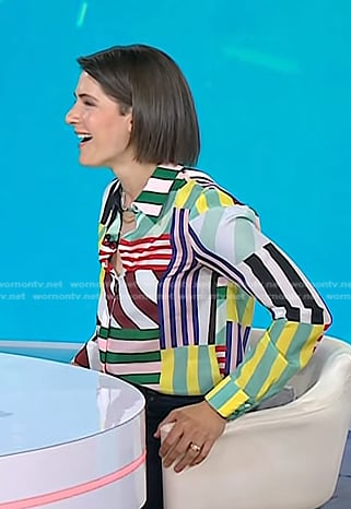 Daryn Carp’s mixed stripe print blouse on Today