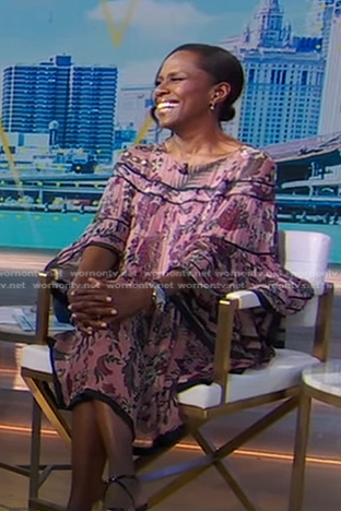 Deborah's pink floral chiffon dress on Good Morning America