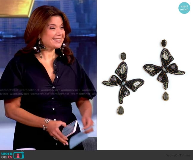 Deepa Gurnani Ilona Earrings worn by Ana Navarro on The View