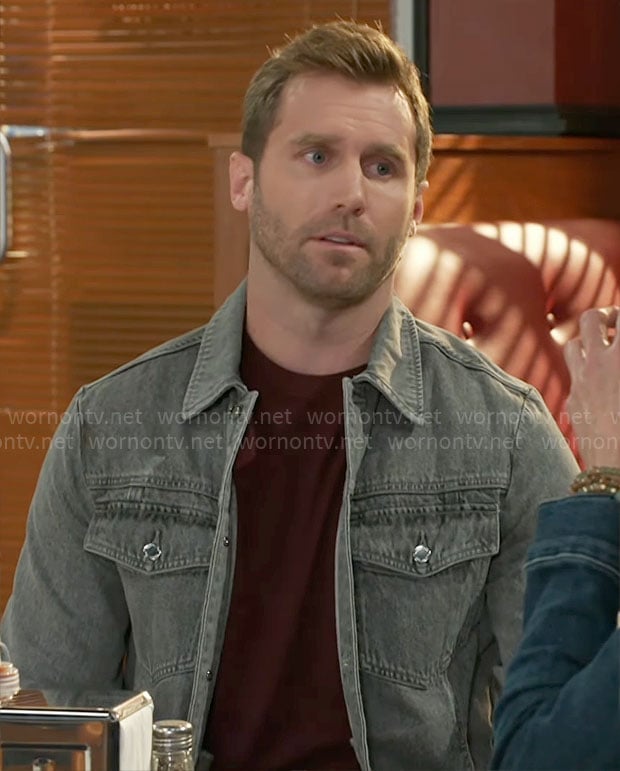 Derek's grey denim jacket on Beyond the Gates