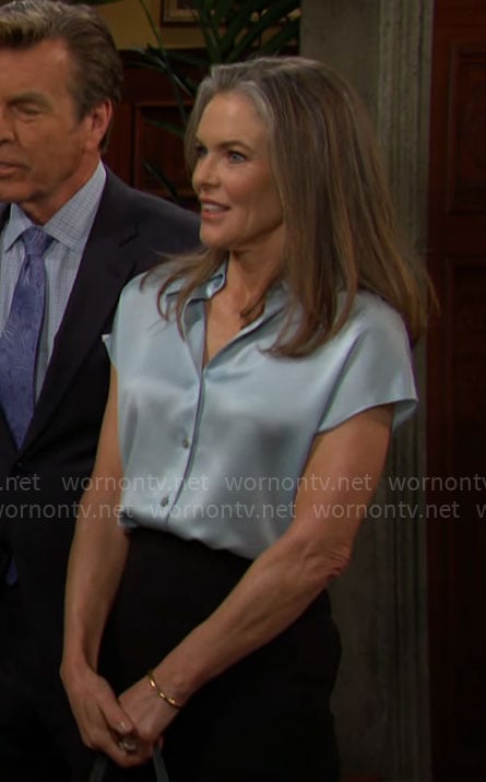 Diane’s light blue silk shirt on The Young and the Restless
