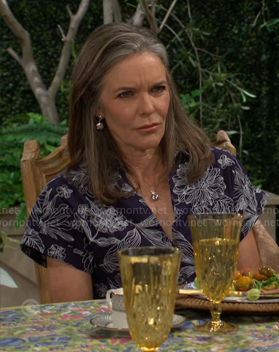 Diane's navy floral dress on The Young and the Restless