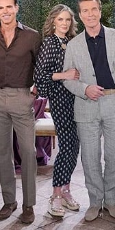 Diane's navy printed blouse and skirt set on The Young and the Restless