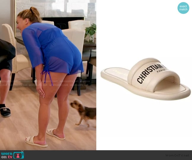 Christian Dior Leather Flat Slides worn by Brittany Cartwright on The Valley